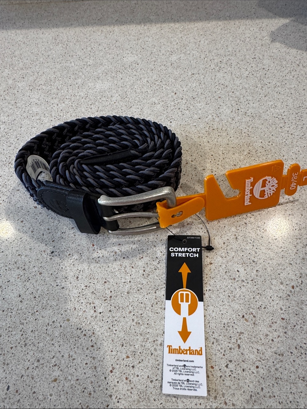 Timberland Black Braided Comfort Stretch Men’s Belt with Silver Buckle